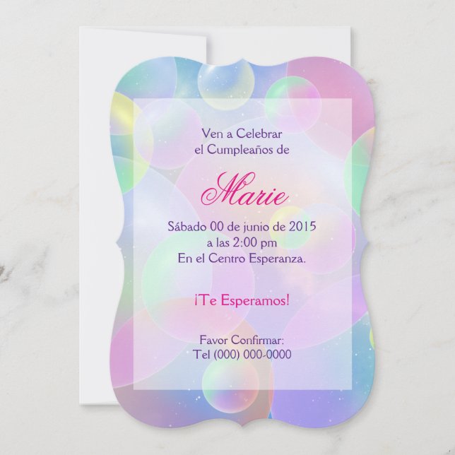 Invación de cumpleaños - Burbujas Inbjudningar (Framsida)