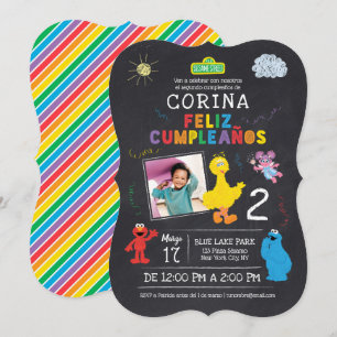 Invación de Cumpleaños de Plaza Sésamo Inbjudningar