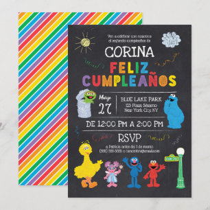 Invación de Cumpleaños de Plaza Sésamo Inbjudningar