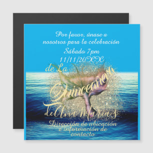 Invación de fiesta de cumpleaños de la sirena magnetisk inbjudningskort