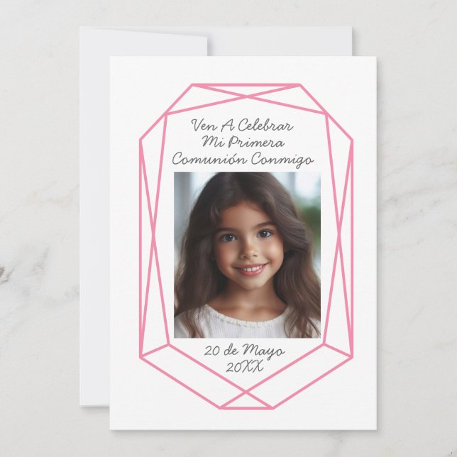 Invación de Primera Comunión con Foto Inbjudningar (Framsida)