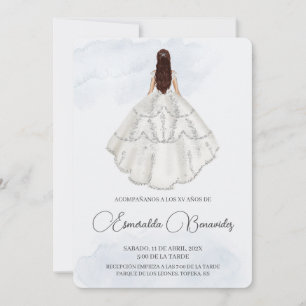 Invación de quinceañera con vestido blanco inbjudningar