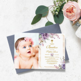 Invación de Rosas Moradas para Bautizo Inbjudningar