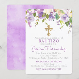 Invación de Rosas para Bautizo de niña Inbjudningar