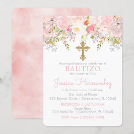 Invación de Rosas para Bautizo de niña Inbjudningar