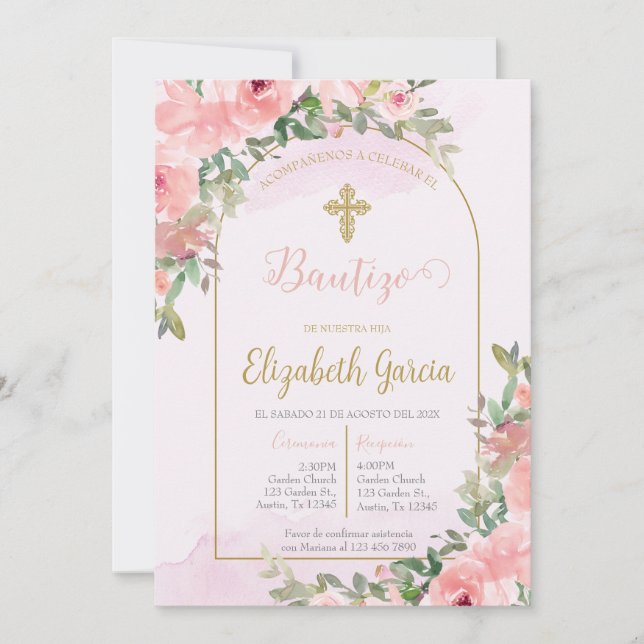 Invación elegante para bautismo inbjudningar (Framsida)