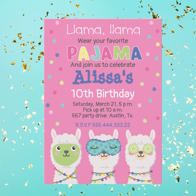 Invación FIESTA de pijama de Lama, pijamada, spa Inbjudningar (Skapare uppladdad)