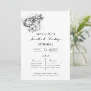 Invación minimalista con anillo para boda inbjudningar