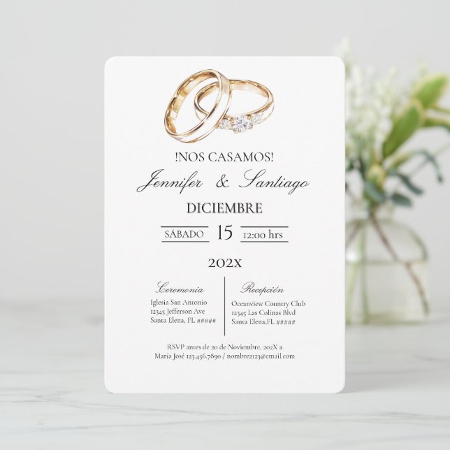 Invación minimalista con anillo para boda inbjudningar (Stående Fram)