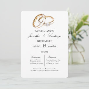 Invación minimalista con anillo para boda inbjudningar