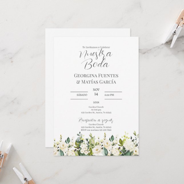 Invación para Boda español Inbjudningar (Fram/Back In Situ)