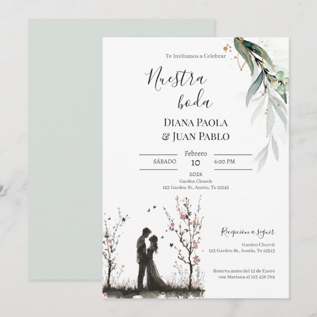 Invación para Boda español Inbjudningar (Fram/baksida)