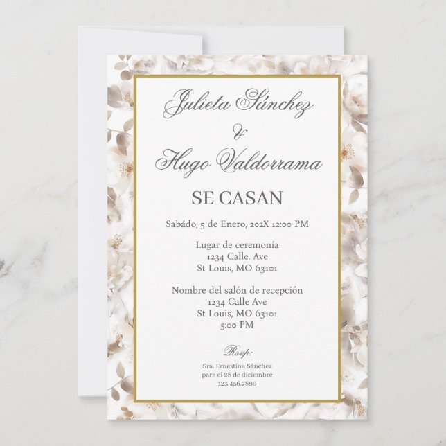 Invación para boda ramo de flores inbjudningar (Framsida)