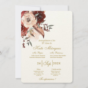 Invación para xv años con flor inbjudningar