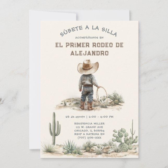 Invación Primer Rodeo Infantil Personalizada Inbjudningar (Framsida)