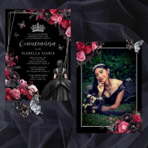 Invación Quinceañera blommigt gótica rosada, roja