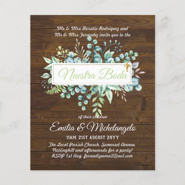 Invaciones De Boda Baratas HOJAS Modernas (Framsida)