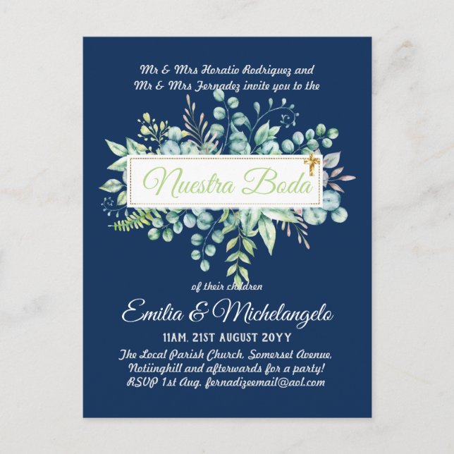 Invaciones De Boda Baratas HOJAS Modernas Vykort (Framsida)