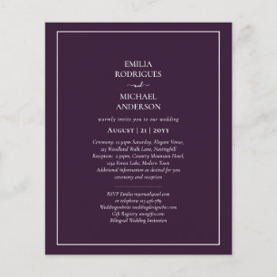 Invaciones de Boda Economicas Bilingue Ciruela Flygblad