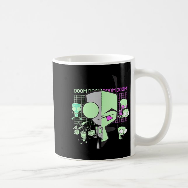 Invader Zim Gir Doom Grid Techno Split Face Art Kaffemugg (Höger)