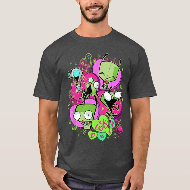 Invader Zim Valentines Day Gir I Love Doom Poster  T Shirt (Framsida)