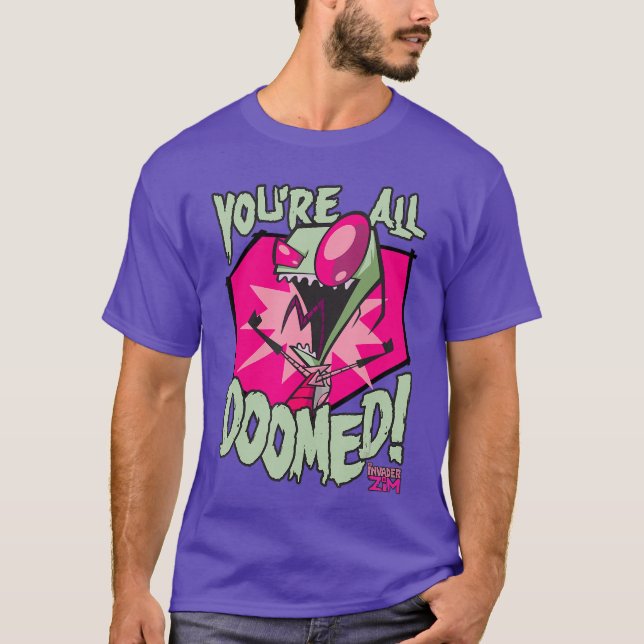 Invader Zim Youre All Doomed Dark Humor Nickelodeo T Shirt (Framsida)