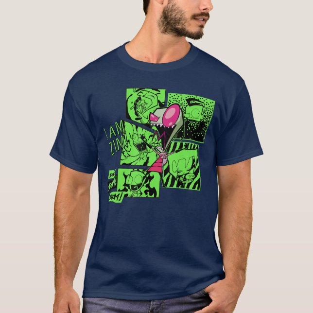 Invader Zim Zim Screaming Doom Comic Panels Collag T Shirt (Framsida)