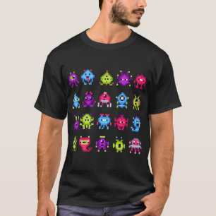 INVADERS I Kärlek 80s Retro 8-bitars pixelminnesmo T Shirt