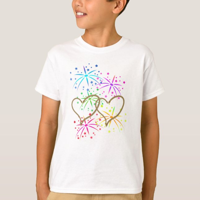 Invändiga hjärtan med latinska romantiska fyrverke t shirt (Framsida)