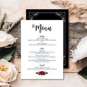 Invändigt romskt Röd ros Bröllop Flat Menu Meny
