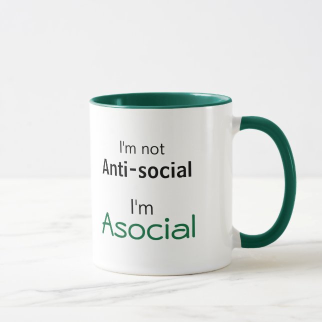 Invändningsdefinition: Jag är Asocial, inte anti-S Mugg (Höger)