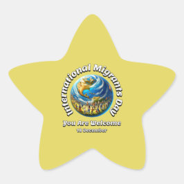 Invandrardagen i internationell. 18 december stjärnformat klistermärke