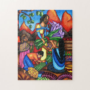 Invandrare Farmers Colorful Abstrakt Original Art Pussel