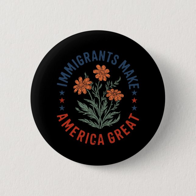 Invandrare Gör Amerika Stora Blommig Blomma Männis Knapp (Framsida)