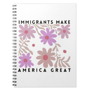 Invandrare gör Amerika till en Underbar Blommigt m Anteckningsbok