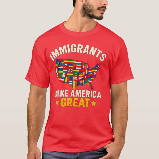 Invandrare gör Amerika underbart - Feminist Gift T Shirt (Framsida)