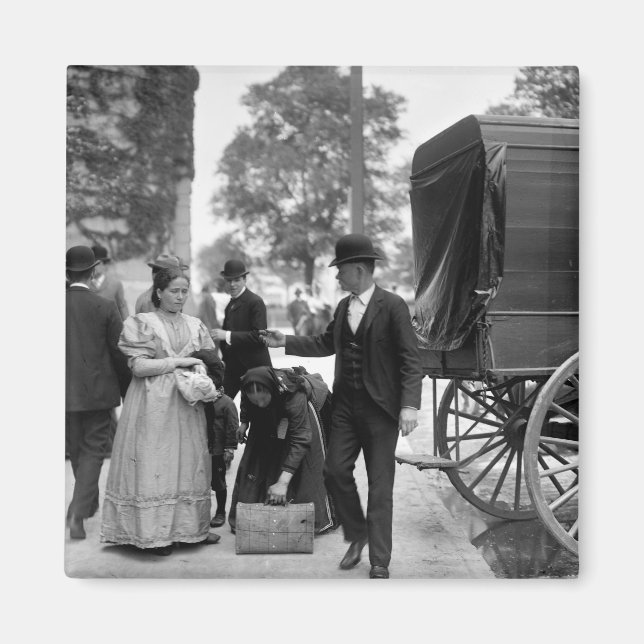 Invandrare i Battery Park, 1900 Magnet (Framsidan)