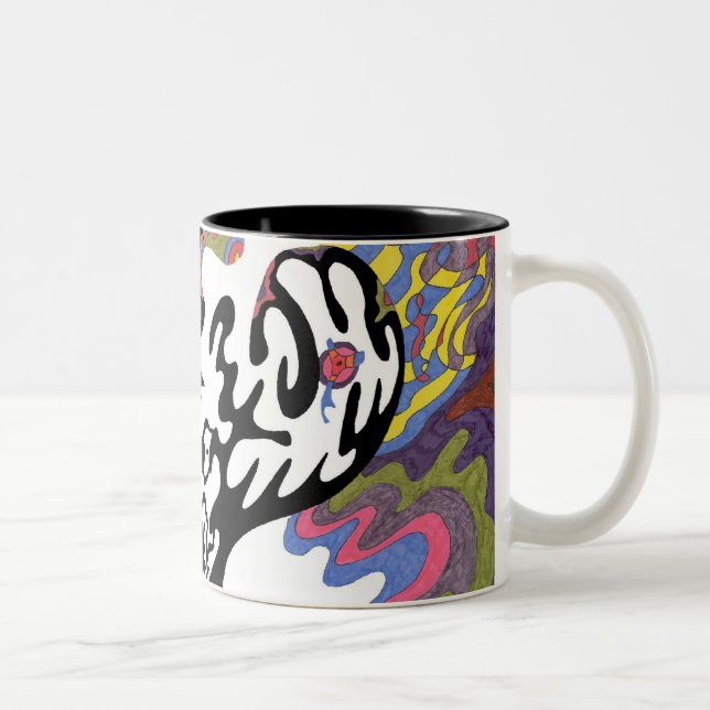"Invasion" Abstrakt Art Två-Tonad Mugg (Höger)