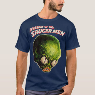Invasion av Saucer Manar Original Horror Fläkt Art T Shirt