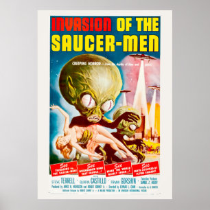 Invasionen av Saucer-Manar Sci-Fi-skräckfilmen Poster
