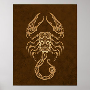 Invecklad brun ScorpioZodiac Poster