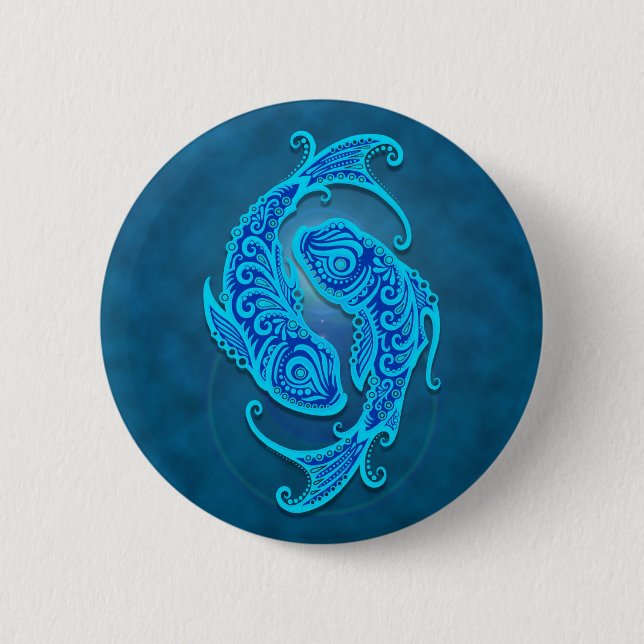Invecklade blått stam- Pisces Knapp (Framsida)