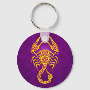Invecklade lilor och gul stam- Scorpio Nyckelring