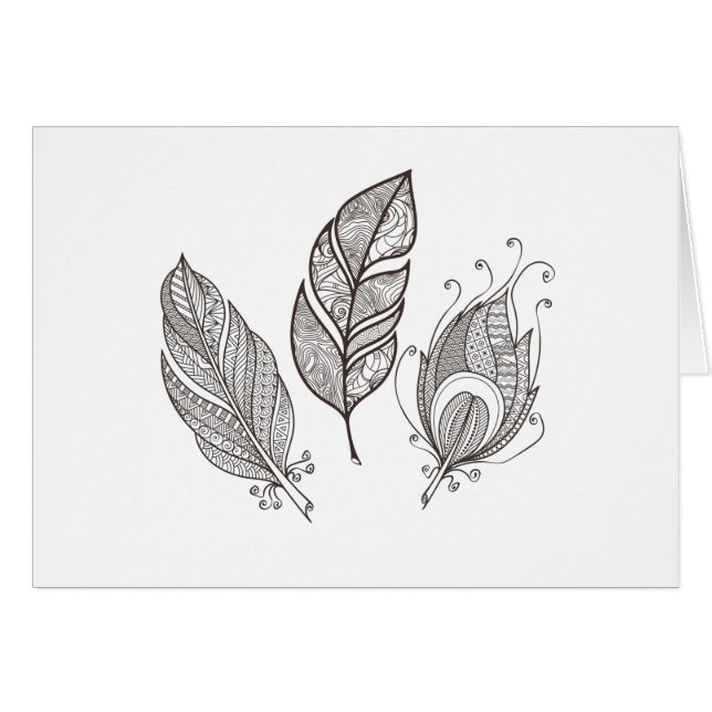 Invecklat fjäderklotter hälsningskort (Framsidan Horizontal)