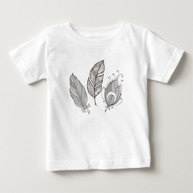 Invecklat fjäderklotter t-shirt (Framsida)