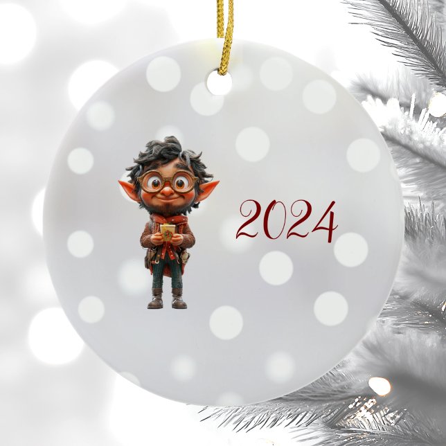 Inventor jul Elf Ceramic Ornament (Skapare uppladdad)