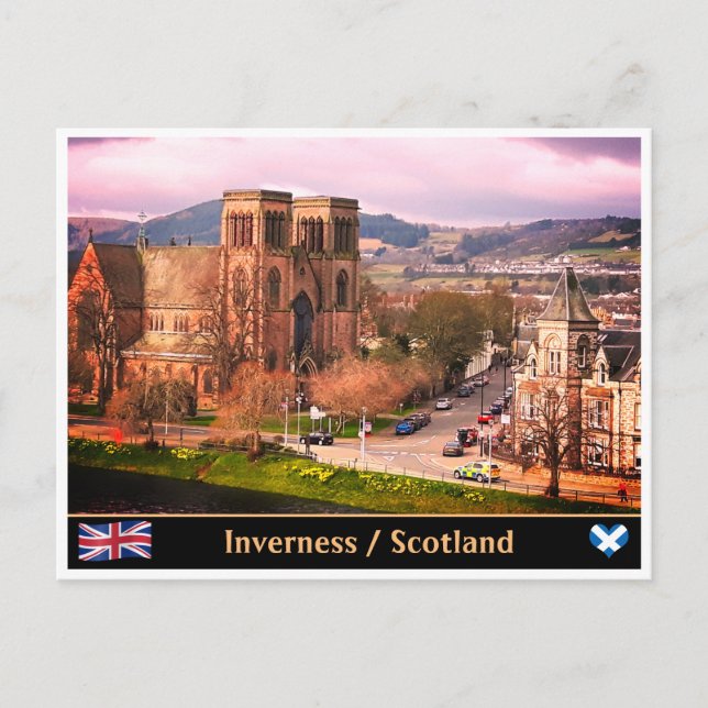 Inverness & Cathedral, Scottish Highlands Capital Vykort (Framsida)