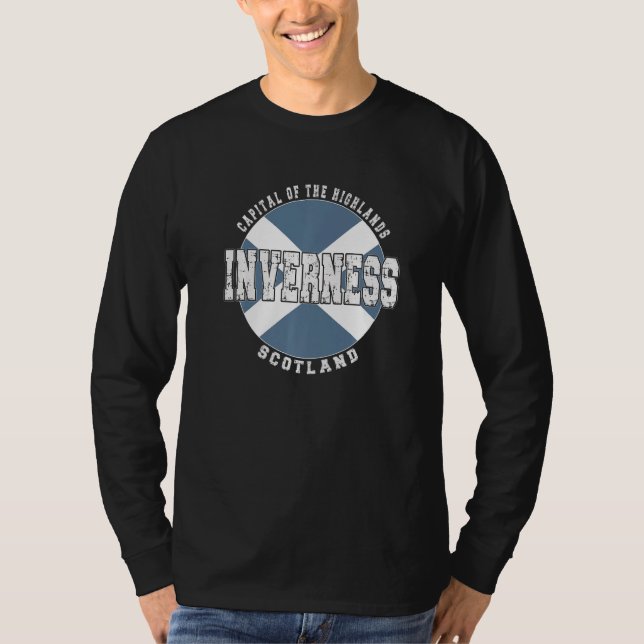 Inverness Scotland Vintage Scottish flag T Shirt (Framsida)