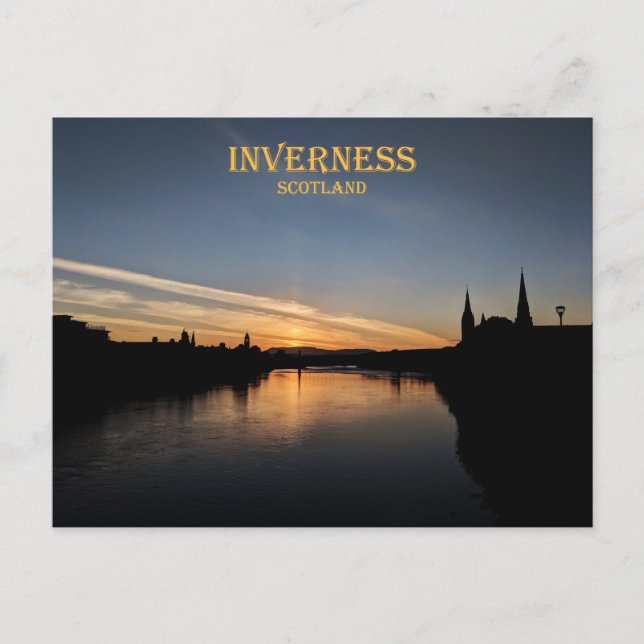 Inverness, Skottland, Storbritannien solnedgång Vykort (Framsida)