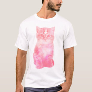 Inverterad arg pastellfärgad kattT-tröja T-shirt
